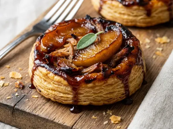 Pork and apple tart tatins