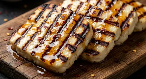 Honey and ginger halloumi