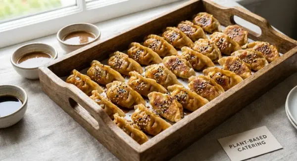 Enochi mushrooms and chestnut gyoza with Teriyaki