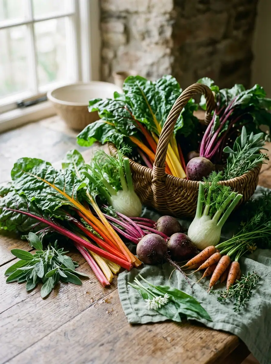 Freshly harvested Devon vegetables